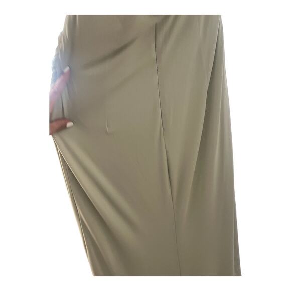 Katie May Jupiter Gown Maxi Halter Neck Ruched Jersey Side Slit Sage Size Large - Picture 15 of 16